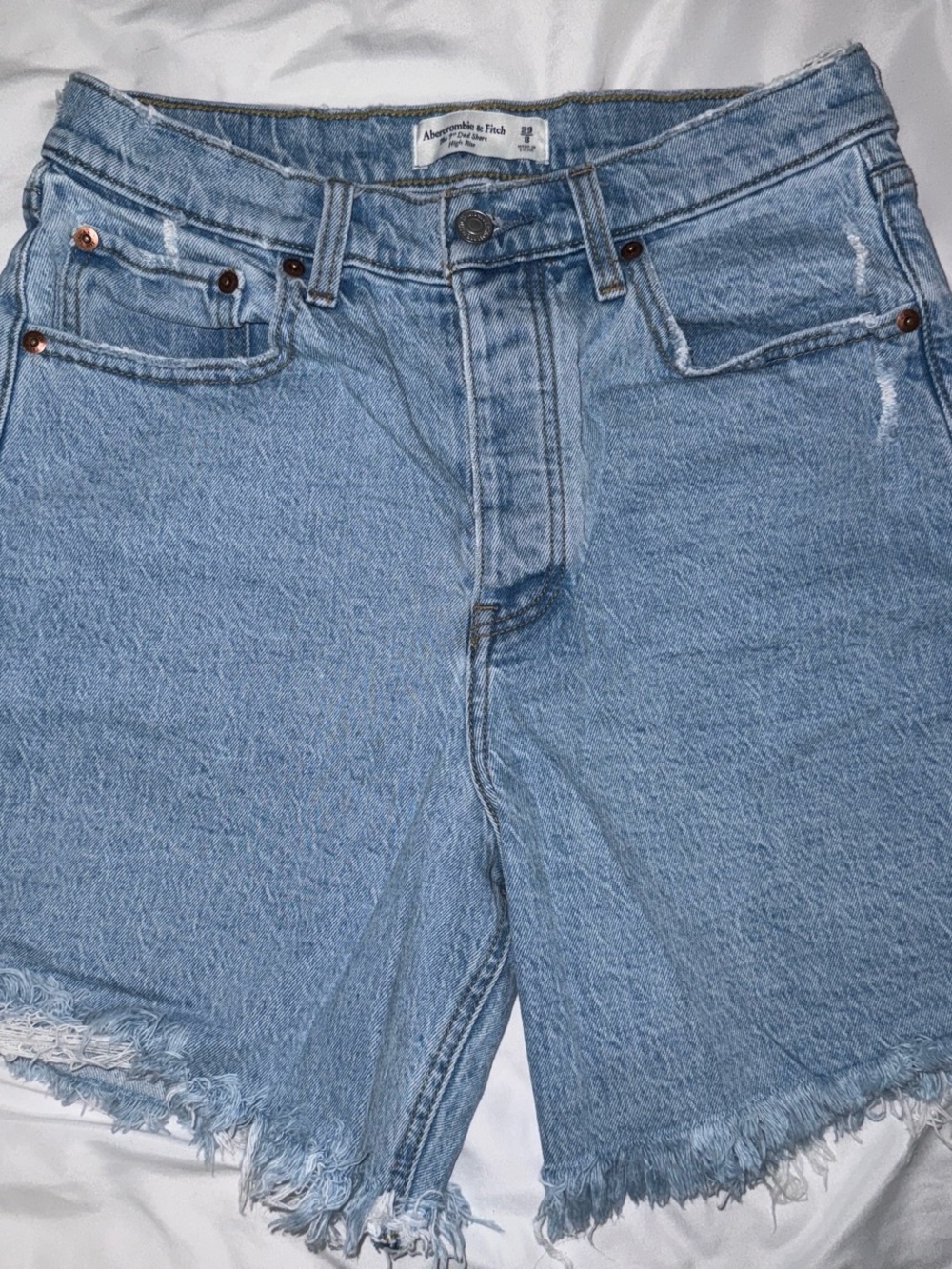 Abercrombie & Fitch Light Blue High-Rise Denim Shorts
